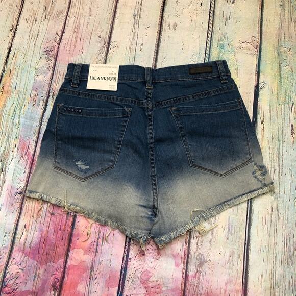 Blank NYC Short Womens 29 Blue Denim Ombre Solid Gold Hi-Rise ASO Selena Gomez - Picture 2 of 13